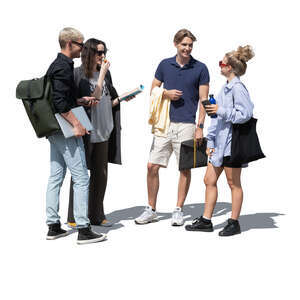 cut out group of four young people standing and talking