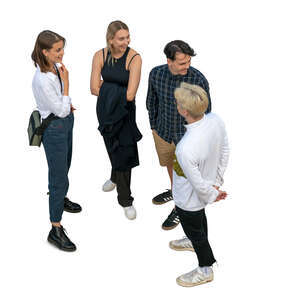 cut out group of four young people seen from above