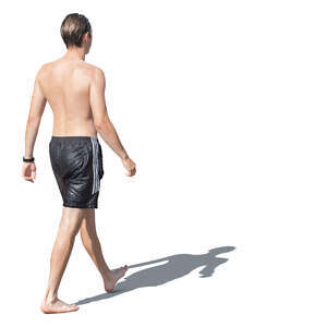 cut out man in swim shorts walking