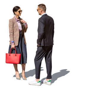 cut out man and woman standing and talking