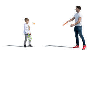 cut out father and son playing ball