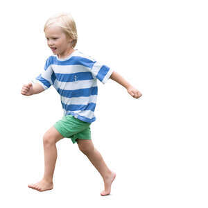 cut out boy running barefoot