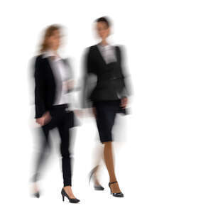 two cut out motion blur women walking