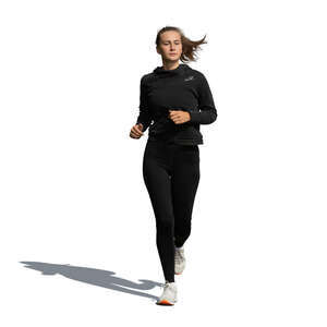 cut out young woman running on the street