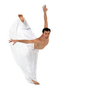 cut out ballet dancer with a white skirt performing