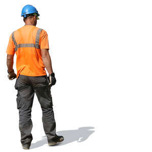 cut out workman with a blue helmet standing