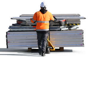 construction worker handling building materials