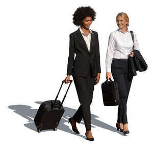 two cut out  travelling businesswomen walking