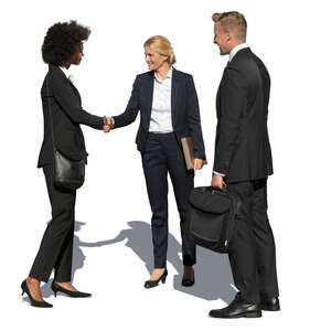 cut out group of businesspeople standing and greeting each other