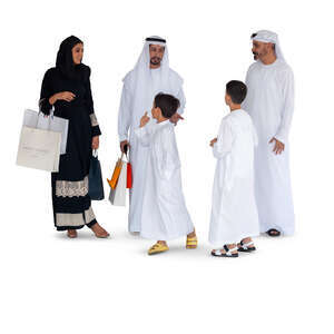 cut out big traditional arab family standing