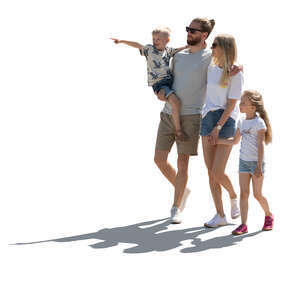 cut out backlit family walking together