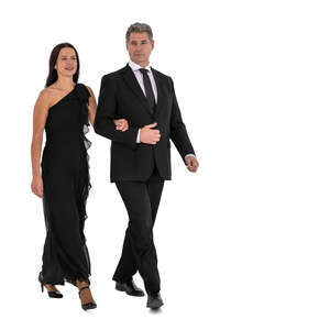 cut out couple in formal party clothes walking arm in arm