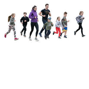 cut out group of children running at physical education class