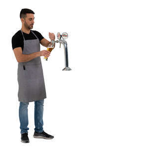 cut out barman pouring beer