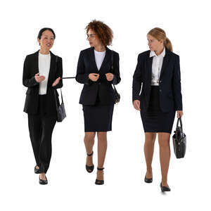 three cut out businesswomen walking and talking