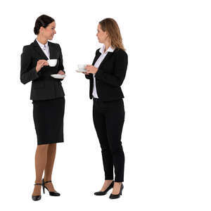 two cut out businesswomen talking on a coffee break