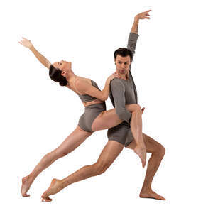 two cut out people performing modern dance