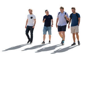 cut out backlit group of men walking