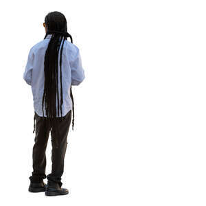 cut out black man with long hair standing