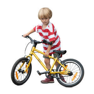 cut out boy with a bike standing