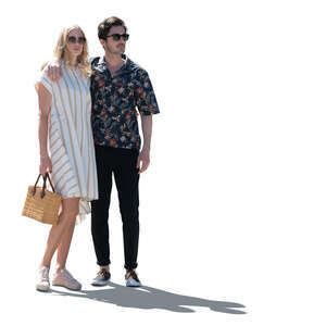 cut out backlit couple standing in summer