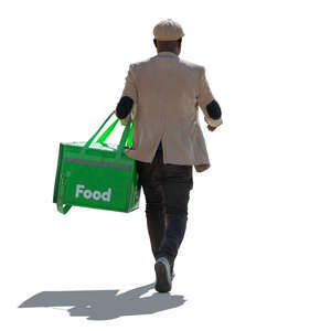 cut out backlit food delivery man walking