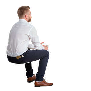 cut out man sitting seen from back angle
