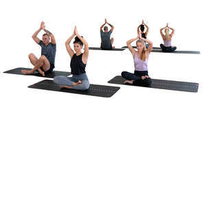 cut out group of people attending yoga class