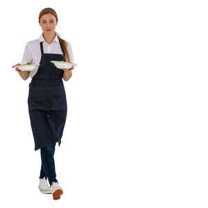 cut out waitress serving food