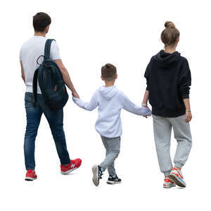 cut out man with teenage daughter and son walking hand in hand