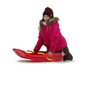 cut out little girl sleighing