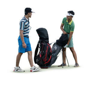 two cut out men preparing to play golf