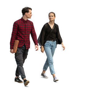 two cut out people walking