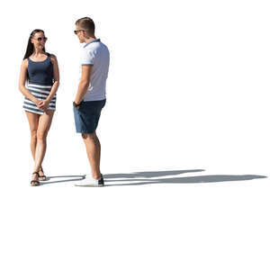 cut out man and woman standing and talking