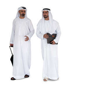 two cut out arab men walking