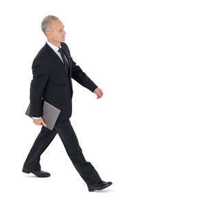 cut out middle aged businessman walking seen from above