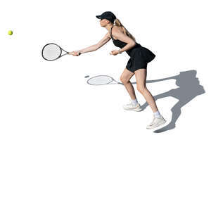 cut out woman playing tennis seen from above