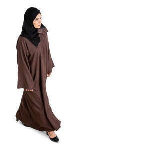 cut out muslim woman walking