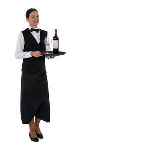 cut out restaurant waitress walking with a tray
