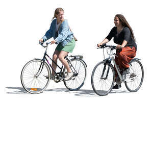 two cut out women cycling