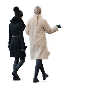 cut out two women in overcoats walking