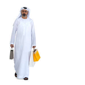 cut out arab man with shopping bags walking