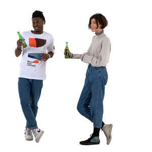 cut out man and woman standing at a bar and drinking beer