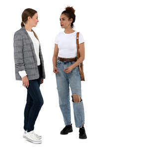 two cut out women standing anad talking