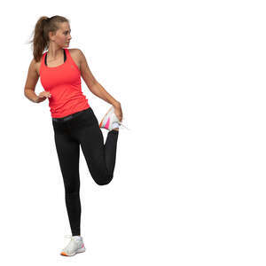 cut out young woman doing stretching exercises