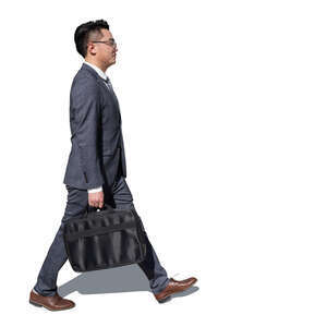 cut out asian businessman walking