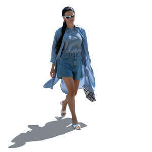 cut out backlit woman walking