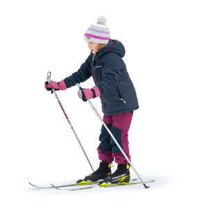 cut out little girl skiing in winter