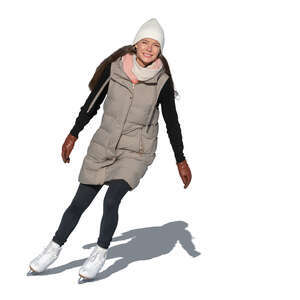 cut out woman skating on a sunny winter day