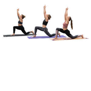 cut out group of women doing yoga exercises